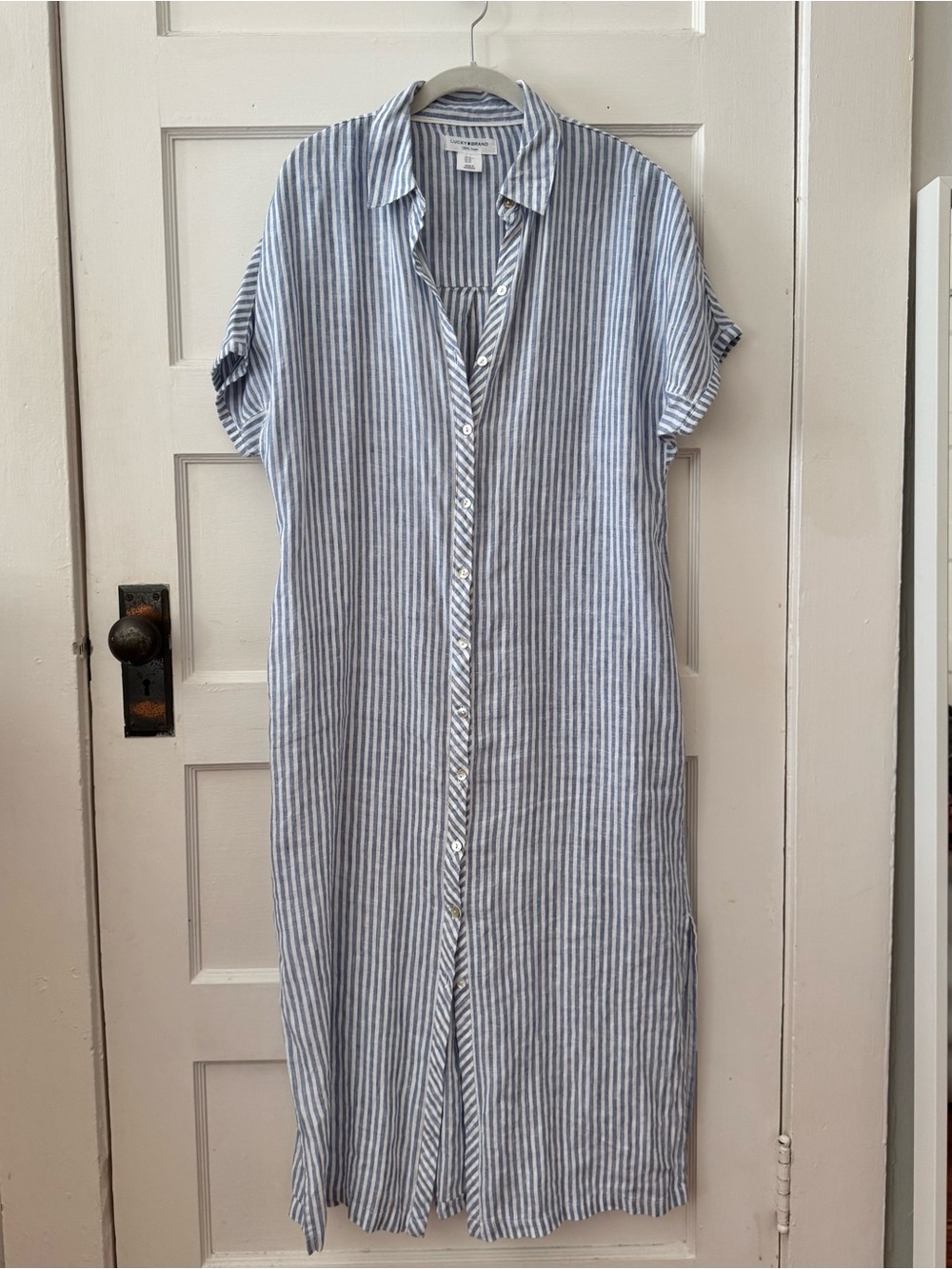 Lucky Brand stripe linen maxi dress size Medium